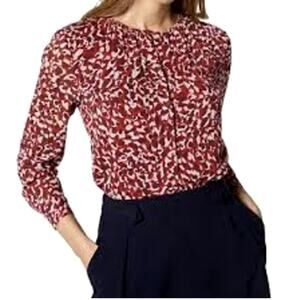 L.K. Bennett London Damiell Animal Print Blouse Red Size 4